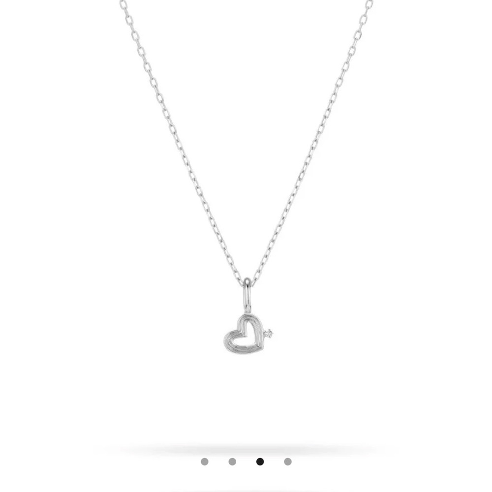 Adina Reyter Mini Groovy Silver Heart Necklace with diamond